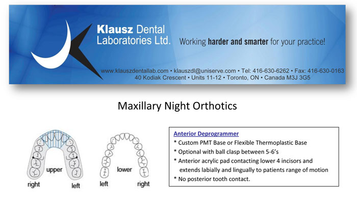 Maxillary Night Orthotics