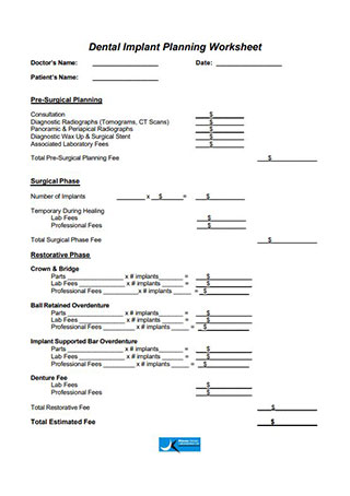 Dental Implant Planning Worksheet 